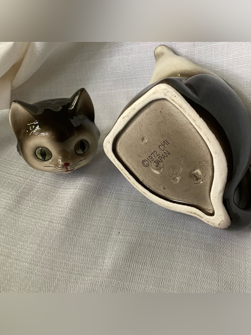 1972 Vintage CMI Japan Ceramic Novelty Kitty Cat Lidded Teapot! - Picture 10 of 12